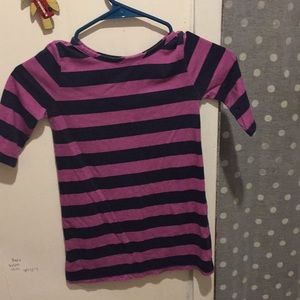 3/4 of a sleeve stripped navy and purple dress